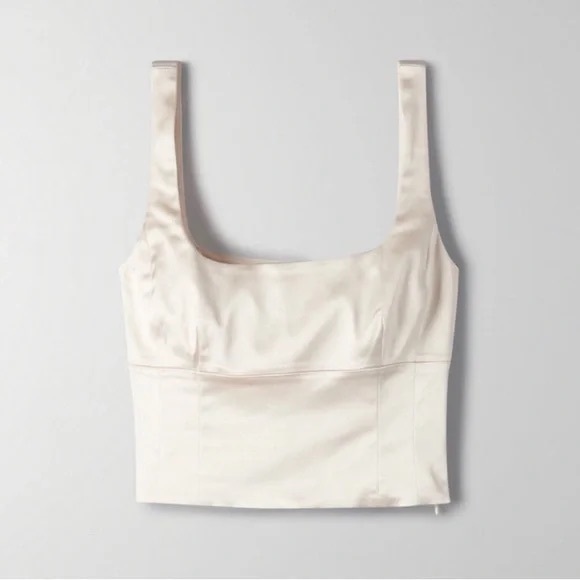 Aritzia Wilfred shine bustier light birch crop tank satin size‎ XS - Picture 1 of 8